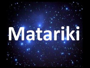 The word Matariki against a starry sky showing the star cluster known as Matariki