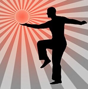 Man holding a ball of energy and standing on one leg 
