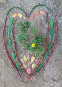 Leaves and branches in a heart-shaped design